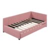 Upholstered Daybed With Trundle Twin Size Sofa Bed Frame No Box Spring Needed, Linen - Pink - Image 5
