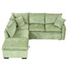 Convertible Sofa Bed Sectional Sofa Sleeper L-Shaped Sofa With A Storage Ottoman, Two Pillows, Two Power Sockets And Two USB Ports For Living Room - Green - Image 8