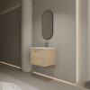 24" Wall Mounted Bathroom Vanity With Ceramic Sink And 2 Soft Closing Doors - Oak - Image 4