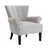 Modern Accent Living Room Chairs, Polyester Armchair Club Chair With Channel Back, Accent Chair For Living Room Reading Room, Soft Fabric, Wooden Leg - Light Gray - Image 5