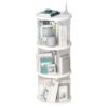 360° Rotating Bookshelf, Small Corner Bookcase, 3 Tier Floor Standing Organizer, Round - Cream White - Image 16