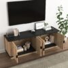 Grain 4 Door TV Cabinet, An Ideal Choice For TV And Item Storage In Modern Homes, A Perfect Blend Of Nordic And Modern Minimalist Styles - Black - Image 6