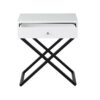 Koda - Wooden End Side Table Nightstand With Glass Top, Drawer And Metal Cross Base - White - Image 3