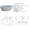 Solid Surface Matte Tub, Freestanding Solid Surface Resin Stone Bathtub, Solid Surface Matte White Soaking Tub, Free Standing Tub With Overflow And Pop-Up Drain - Matte White - Image 6