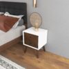 Caroline - Mid-Century Modern Style White Night Stand 2 Drawer - Dark Brown / White - Image 9