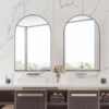 Arched Recessed Medicine Cabinet, Metal Framed Bathroom Wall Cabinet With Mirror And Adjustable Shelves, Wall Mirror With Storage For Bathroom - Matte Black - Image 4