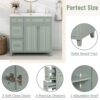 Bathroom Vanity, Transitional Style Bathroom Cabinet With Resin Sink, Single Bathroom Cabinet, With 2 Drawers And 1 Adjustable Storage Shelf, 2 Soft-Close Doors - Green - Image 6