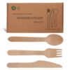 Wooden Compostable Utensils Set 300 Pieces 100 Forks 100 Spoons 100 Knives Sturdy Wood Disposable Cutlery Eco Friendly Biodegradable Utensils For Party Free From Plastic Cutlery Set For Eating - Natural Wood - Image 2