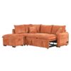 Convertible Sofa Bed Sectional Sofa Sleeper L-Shaped Sofa With A Storage Ottoman, Two Pillows, Two Power Sockets And Two USB Ports For Living Room - Orange - Image 16