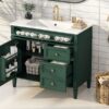 Bathroom Vanity With Top Sink, Modern Bathroom Storage Cabinet, 2 Drawers And A Tip-Out Drawer, Single Sink Bathroom Vanity - Green - Image 18