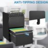 2 Drawer File Cabinet With Lock, Metal Under Desk Rolling Filing Cabinet Fits Letter / Legal / A4 Size For Home Office, Mobile Filing Cabinet - Black - Image 24