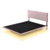 Queen Size Upholstered Bed With Sensor Light And Headboard, Floating Platform Bed - Pink - Image 4