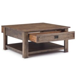 Monroe - Square Coffee Table - Rustic Natural Aged Brown