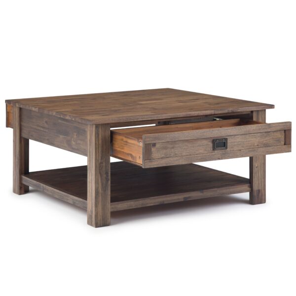 Monroe - Square Coffee Table - Rustic Natural Aged Brown