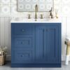 Bathroom Vanity With Ceramic Sink, Bathroom Storage Cabinet With 2 Drawers & Shelf, Freestanding Bathroom Cabinet - Blue - Image 21