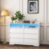 6 Drawer Dresser For Bedroom With LED Lights, Sturdy Frame - White - Image 8