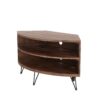 Fan Shape Reclaimed Wood Corner Media Table For Living Room Wise Use Your Space - Natural - Image 4