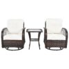 3 Piece Outdoor Chair & Table Set Chat Set 2 Person Rattan Seating Group With 2 Swiveling And Rocking Chairs And A Square Table For Garden, Patio, Or Balcony - Brown - Image 11