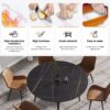 Modern Man-Made Stone Round Metal Dining Table-Position For 6 People - Black - Image 5