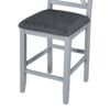 Solid Wood Farmhouse Counter Height Dining Table Set With 3 Tier Storage Shelves, Upholstered Dining Chairs For 4, 5 Piece - Gray - Image 18