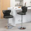 Swivel Barstools Adjusatble Seat Height From 25-33", Modern Upholstered Chrome Base Bar Stools With Backs Comfortable Tufted For Home Pub And Kitchen Island - Dark Gray - Image 16