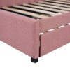 Upholstered Daybed With Trundle Twin Size Sofa Bed Frame No Box Spring Needed, Linen - Pink - Image 7