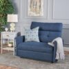Alma - Contemporary Upholstered Loveseat Recliner - Navy Blue - Image 2