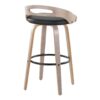 Cassis - Mid-Century Modern Fixed Height Barstool With Swivel With Round Footrest (Set of 2) - Light Gray / Black - Image 4