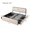 Modern Metal Bed Frame With Curved Upholstered Headboard And Footboard Bed With 4 Storage Drawers, Heavy Duty Metal Slats, King Size - Beige - Image 5