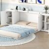 Queen Size Murphy Bed With Shelves, Cabinets And USB Ports - White - Image 16