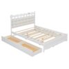 Queen Size Storage Platform Bed, With 2 Big Drawers, Twin Long Size Trundle, One Set Of Sockets & USB Ports - White - Image 2