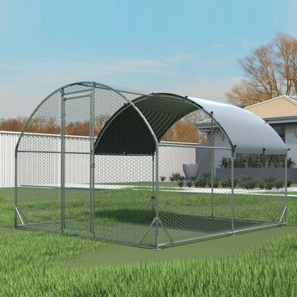 Large Chicken Coop Upgrade Three Support Steel Wire Impregnated Plastic Net Cage, Oxford Cloth Plated Waterproof UV Protection, Duck Rabbit Sheep Bird Outdoor House - Silver