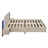 Queen Size Floating Platform Bed, With LED Lights, Bedside Nightstand - Natural - Image 4