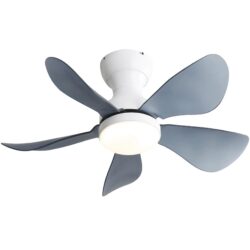 29" Small Ceiling Fan Flush Mount 5 Reversible ABS Blades With Led Dimmable Light - White