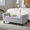 Hayes - Contemporary Armed Storage Bench With Button Tufting And Rolled Arms - Light Gray - Image 4