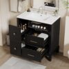 Bathroom Vanity With Ceramic Sink, Flip Out Drawer Design For Plumbing, Soft Close Drawers - Black - Image 2