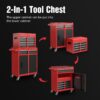 Tool Chest, 5 Drawer Rolling Tool Storage Cabinet With Detachable Top Tool Box, Liner, Universal Lockable Wheels, Adjustable Shelf, Locking Mechanism, Metal Tool Cart For Garage Workshop - Red - Image 2