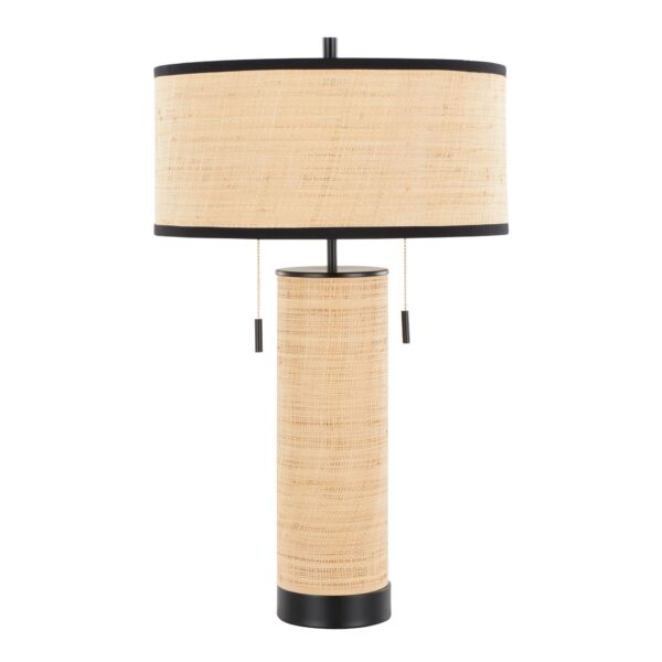 Cylinder - Rattan Contemporary Rattan Table Lamp - Black / Natural