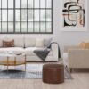 Brody - Round Pouf - Distressed Dark Brown - Image 6