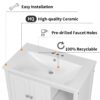 Bathroom Vanity With Sink, Bathroom Storage Cabinet With Doors And Drawers, Solid Wood Frame, Ceramic Sink - White - Image 6