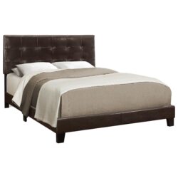 Queen Size Bed Upholstered, Transitional - Brown