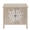 2 Door Carved Storage Cabinet With Adjustable Shelf, Accent Furniture For Living Room, Hallway, Kitchen - Natural - Image 20