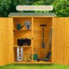Outdoor Storage Shed With Lockable Door, Wooden Tool Storage Shed With Detachable Shelves & Pitch Roof - Natural - Image 11