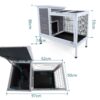Two Tier Wooden Rabbit Cage Outdoor Indoor For Small Animals With Runway And Leak-Proof Plastic Tray - Gray - Image 2
