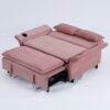 Contemporary Letter Striped Fabric Multi Functional Sofa Bed With Adjustable Armrests And Backrests - Pink - Image 17