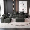 Modern Oversized Modular Sectional Sofa, Sparkling Fabric Soft Cushion Sofa With 6 Pillows, 6 Pieces Diy Combination Tufted Sofa, No Assembly Required - Black - Image 13