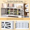 Entryway Bench With Coat Rack, 3 In 1 Design And Adjustable Shelves, Hall Tree With 7 Hooks For Entrance, Living Room - White - Image 11