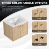 24" Wall Mounted Bathroom Vanity With Ceramic Sink And 2 Soft Closing Doors - Oak - Image 7