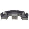 Elegant Patio Furniture Set Outdoor Daybed Rattan Sectional With Cushions And Center Table - Gray - Image 21
