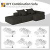 Modern Oversized Modular Sectional Sofa With Ottoman, Seat, Chaise Lounge And Armrest, Sparkling Chenille Fabric Soft Cushion Sofa With 4 Pillows, 4 Pieces Diy Combination Tufted Sofa, No Assembly Required - Black - Image 16